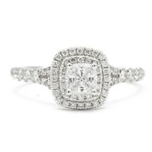 14k White Gold Double Halo Engagement Ring